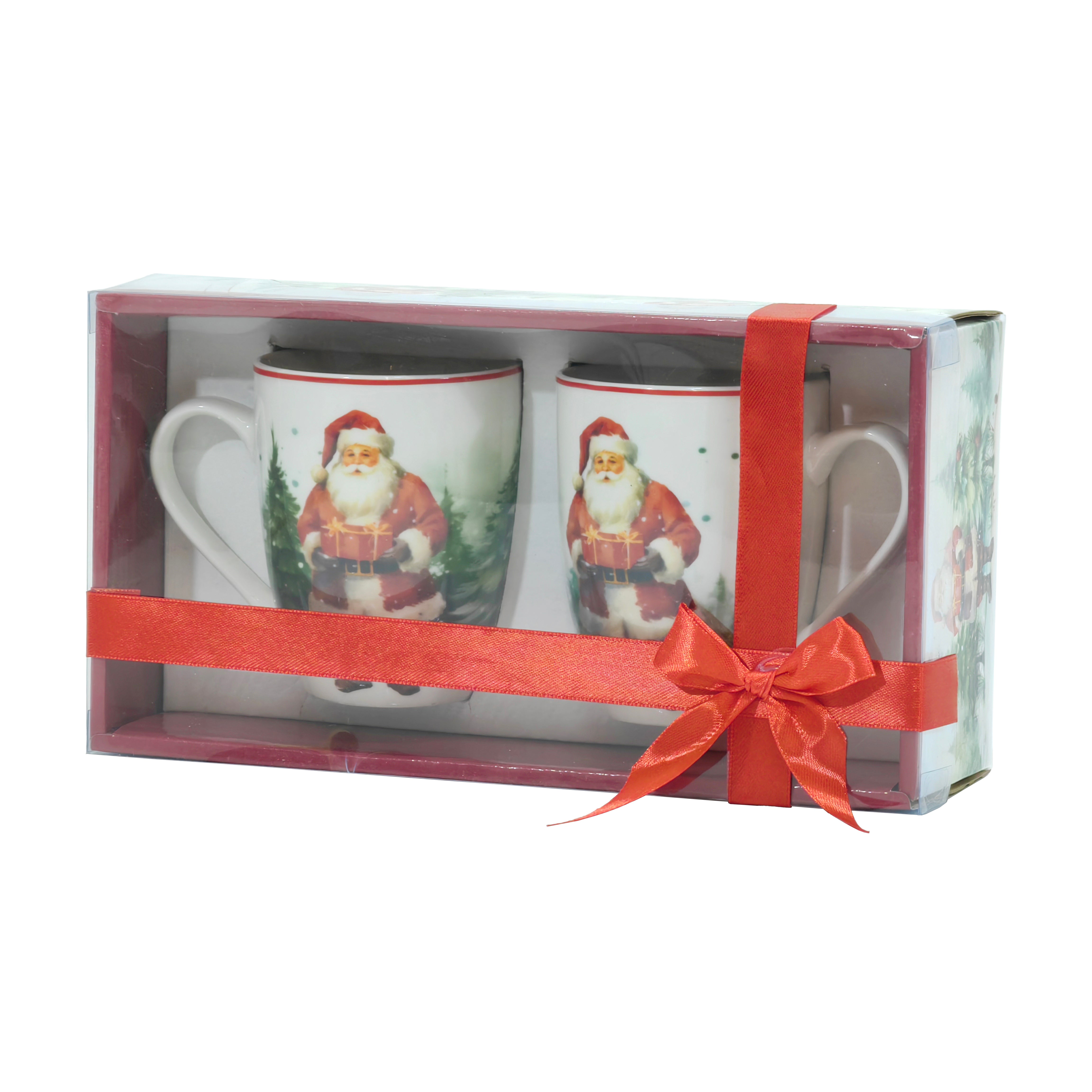 VESTIAMO CASA GRAN NATALE - Set 2 Tazze Natalizie Decoro Babbo Natale 36 cl